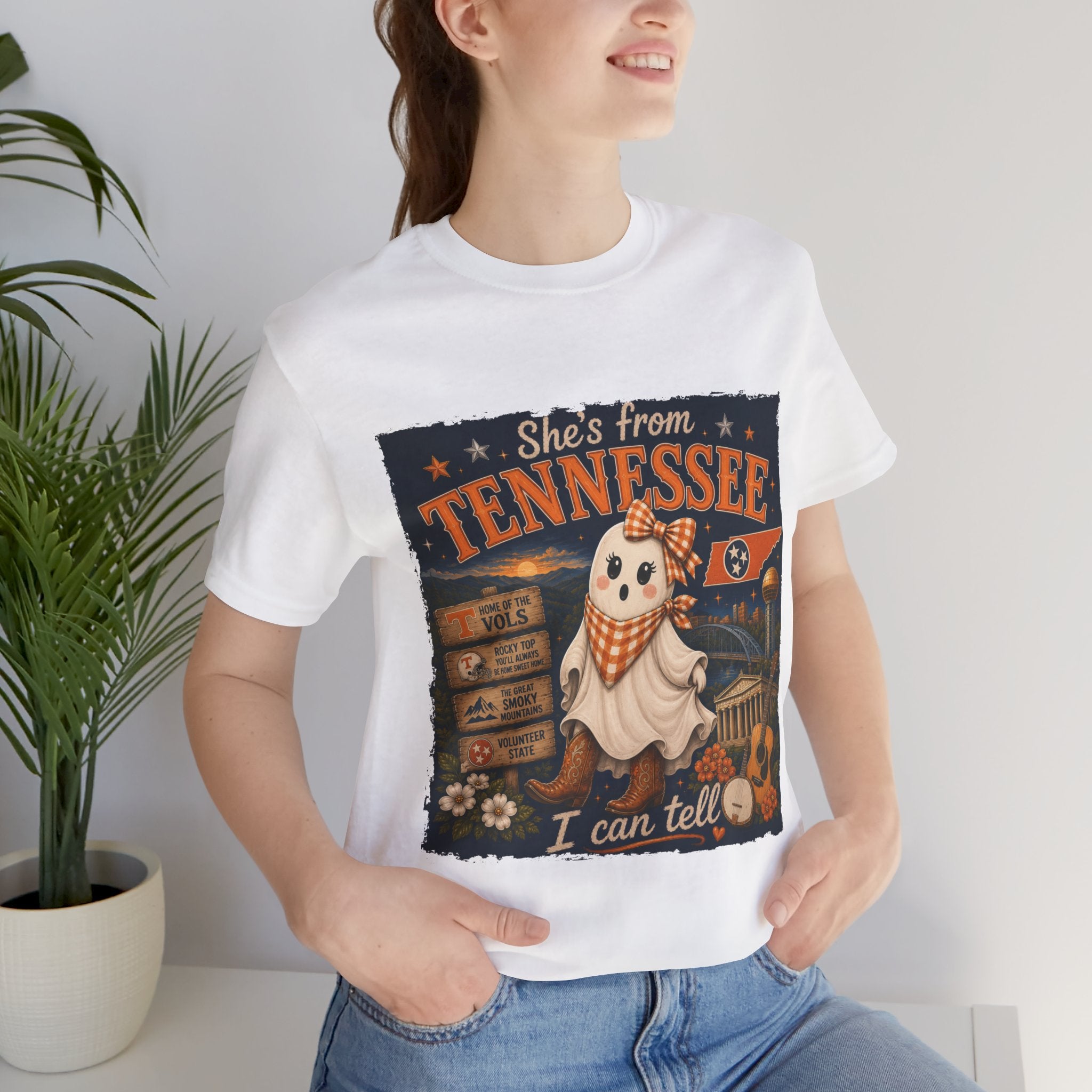 'She's From Tennessee I Can Tell' Halloween Ghost State Pride Tee