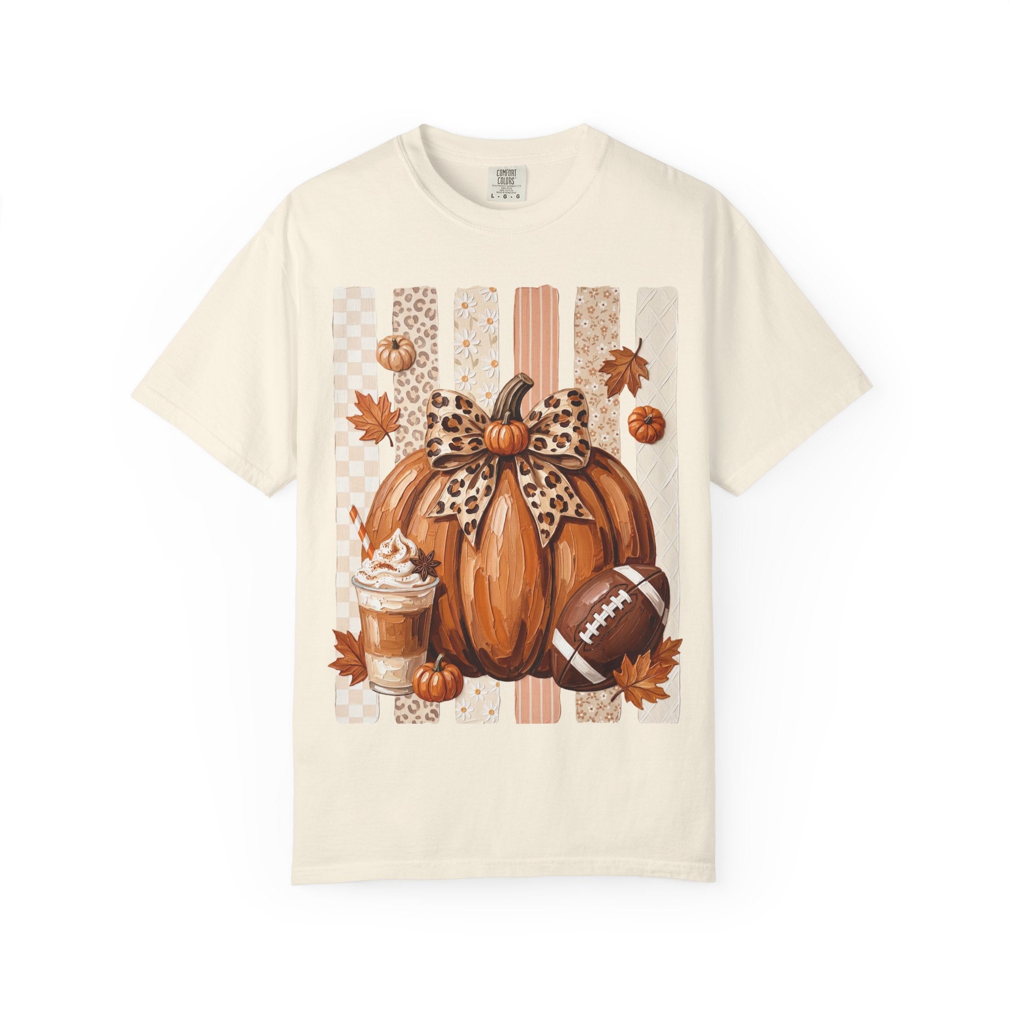Fall Pumpkin & Football T-Shirt — Leopard Bow, Pumpkin Spice, Autumn Leaves