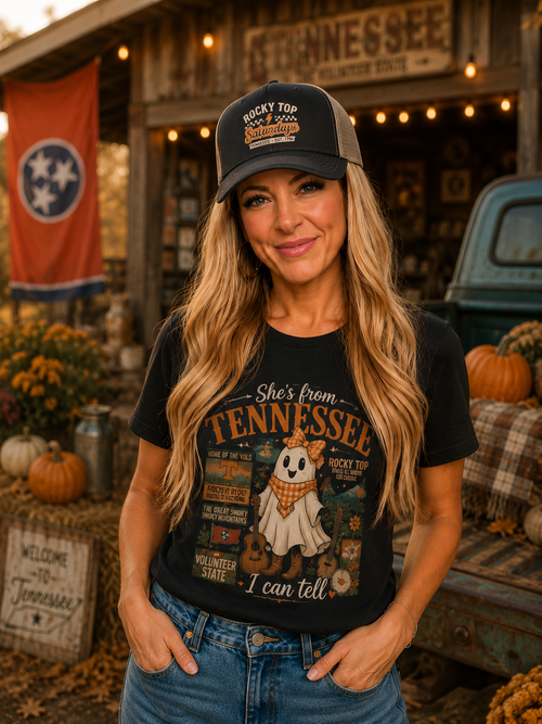 'She's From Tennessee I Can Tell' Halloween Ghost State Pride Tee
